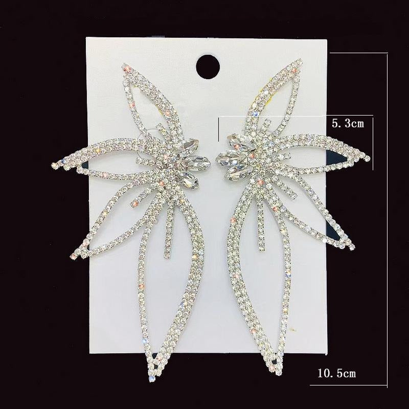 Fashion Flash Diamond Petal-Shaped Earrings