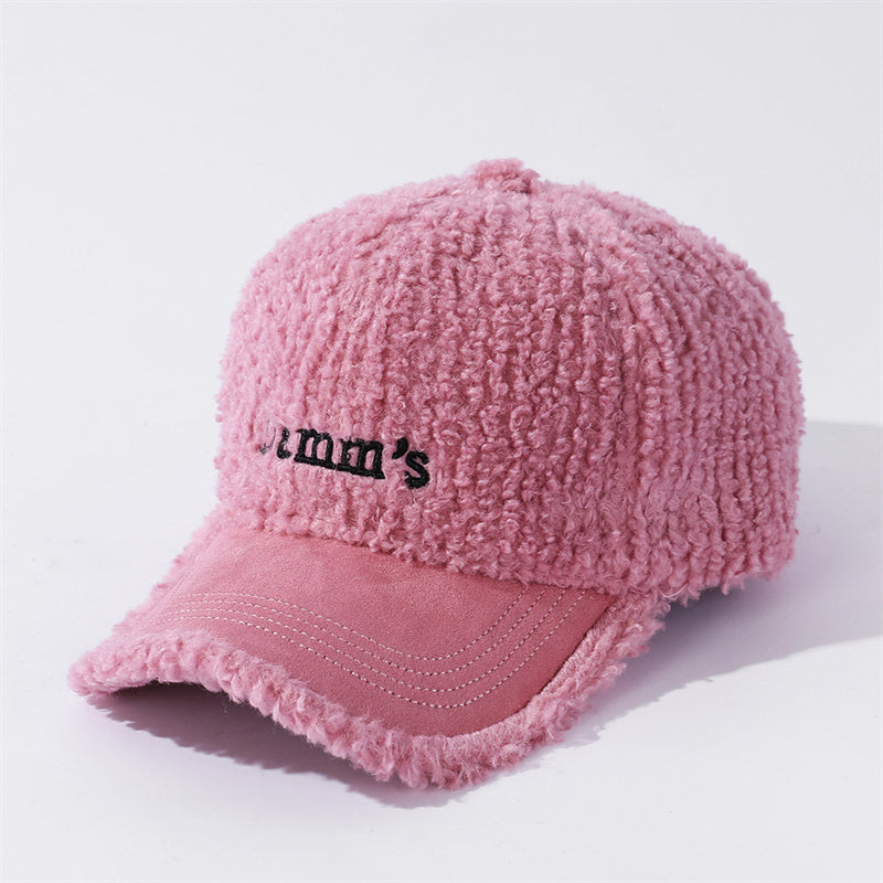 Fashion Spliced Alphabet Embroidery Plush Baseball Cap