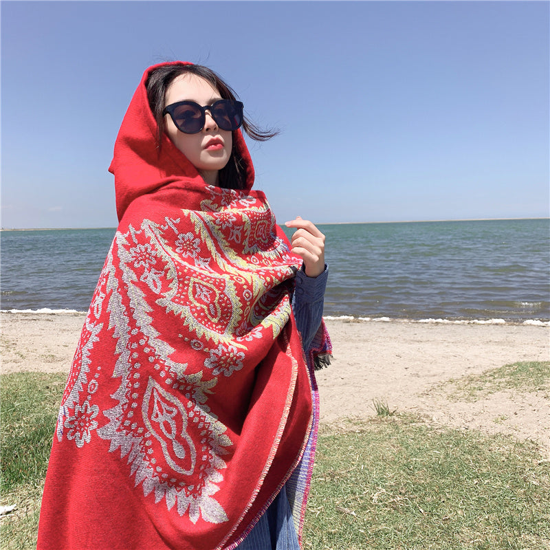 Hooded Warm Shawl