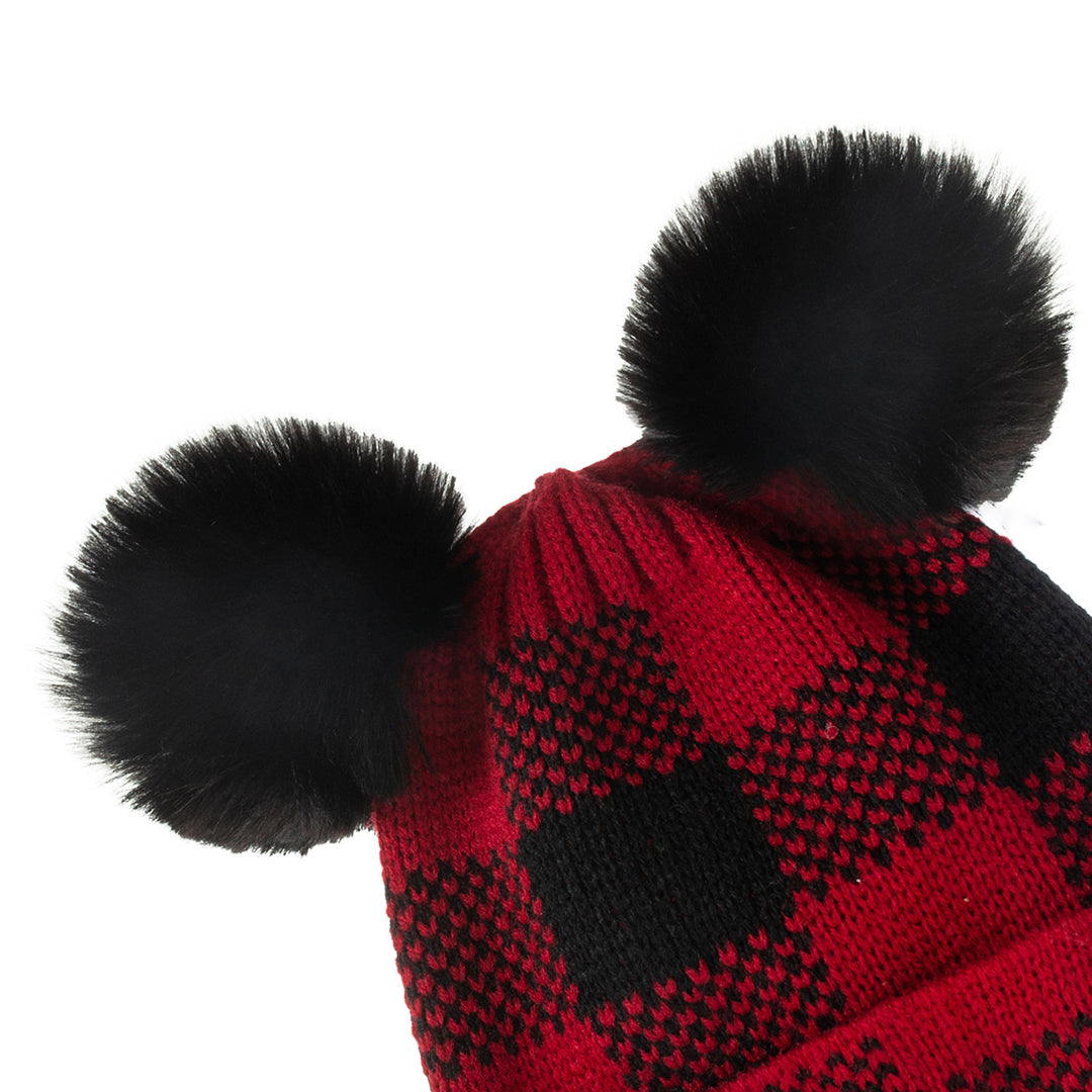 2PCS Warm Parent-child Double Hairball Knitted Hat