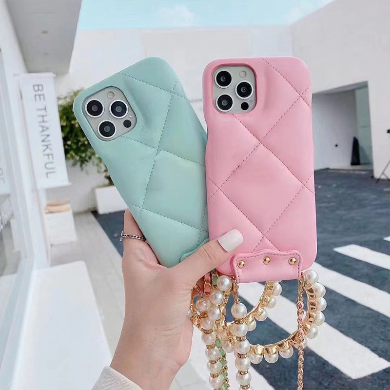 Fashion Pearl Bracelet Leather Phone Case