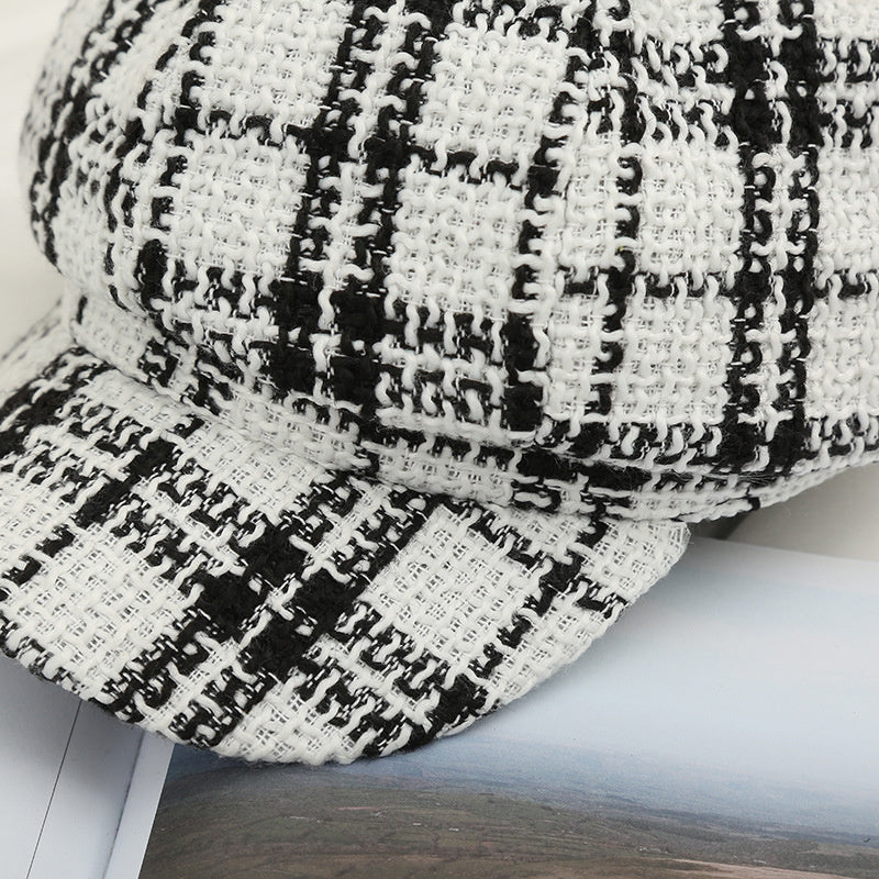 Black and White Plaid style Beret