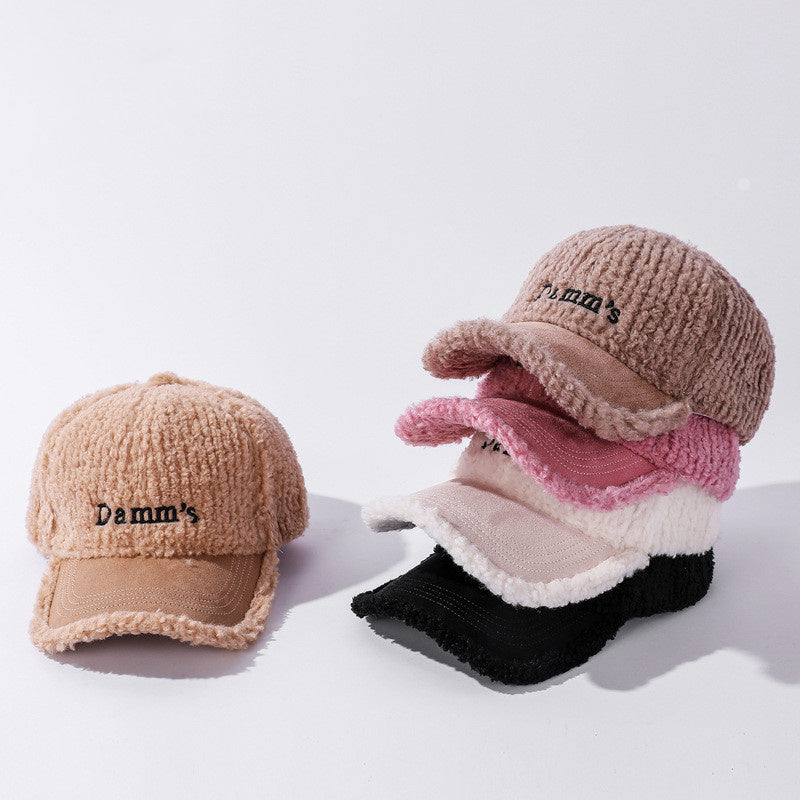 Fashion Spliced Alphabet Embroidery Plush Baseball Cap