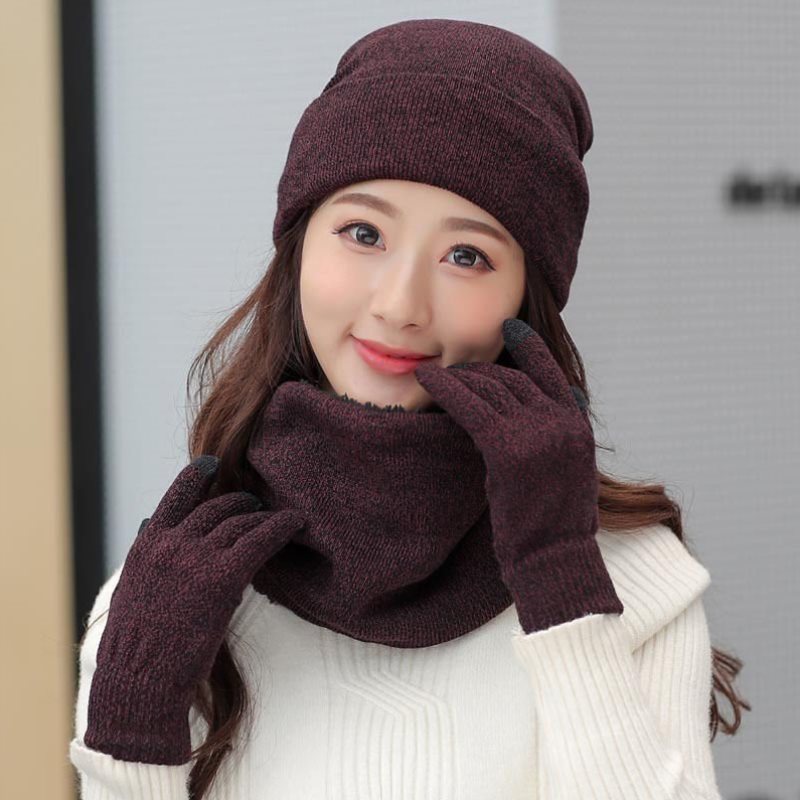 Hats Scarves Gloves Three-Piece Set Support Touch Screen