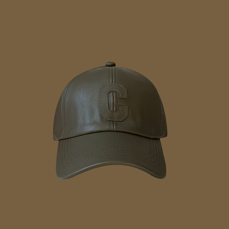 Retro PU Alphabet Baseball Cap