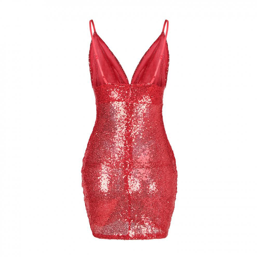 Sexy suspender sequin dress