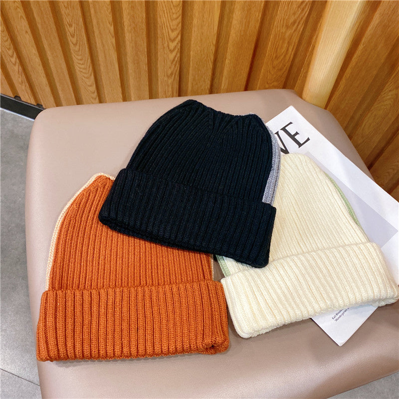 Autumn and Winter Contrasting Knitted Hat