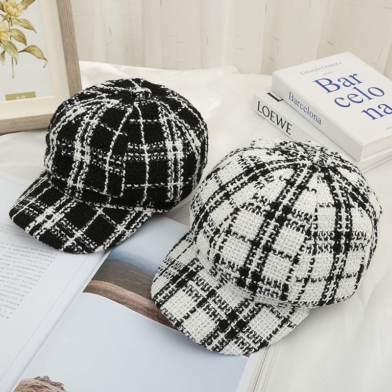 Black and White Plaid style Beret