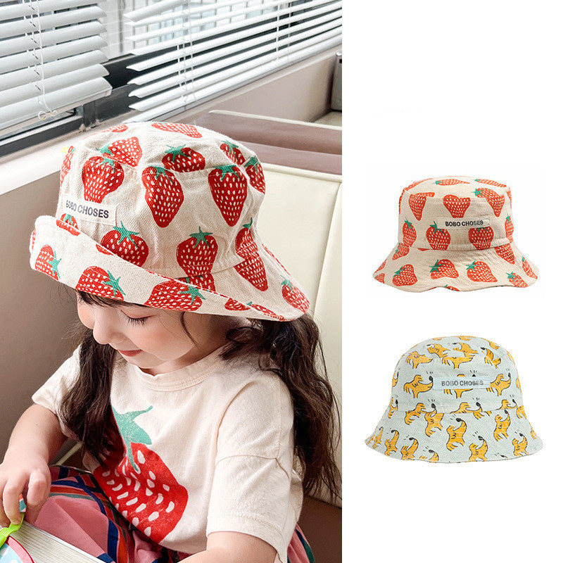 Children's Cartoon Print Outdoor Sunscreen Fisherman Hat