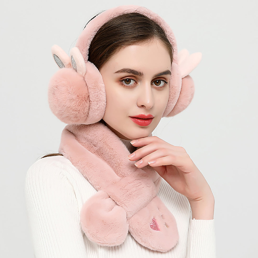 Rabbit Earmuffs & Scarf Two-piece set For Winter