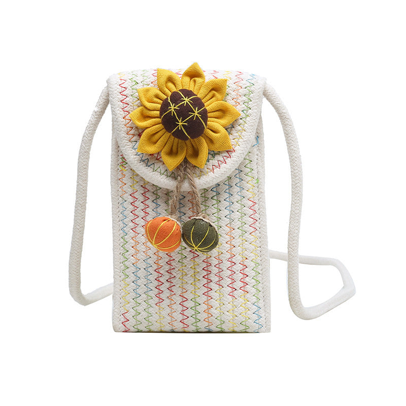 Vintage Woven Sunflower Shoulder Bag