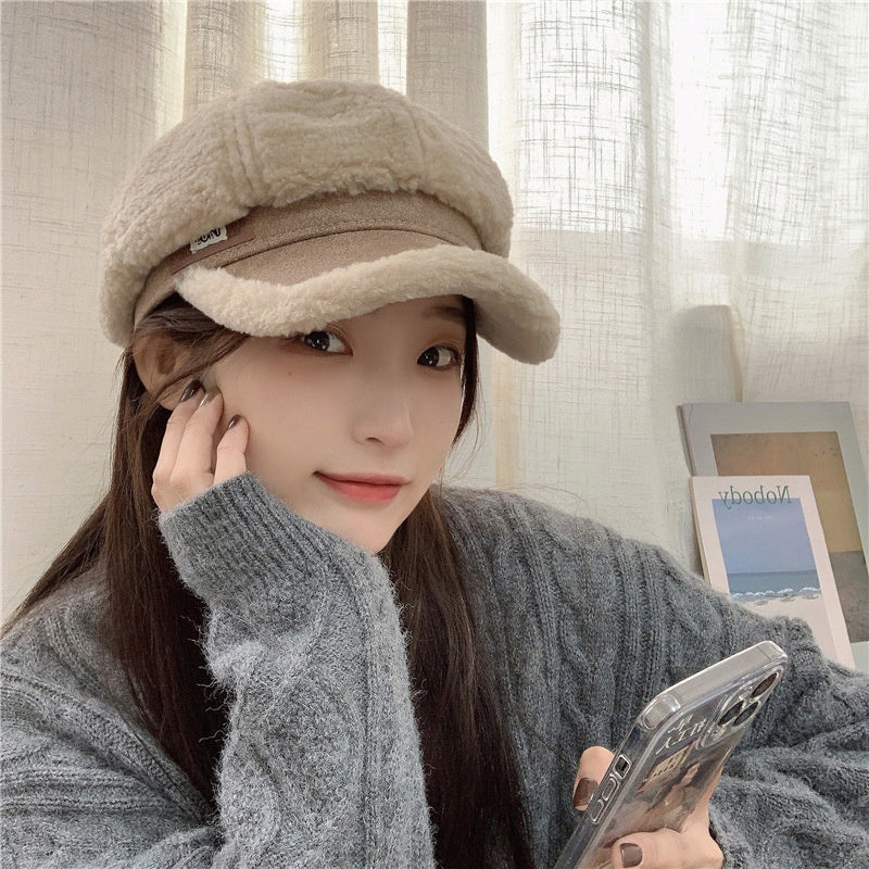 Women's Fashion Spliced Plush French Beret
