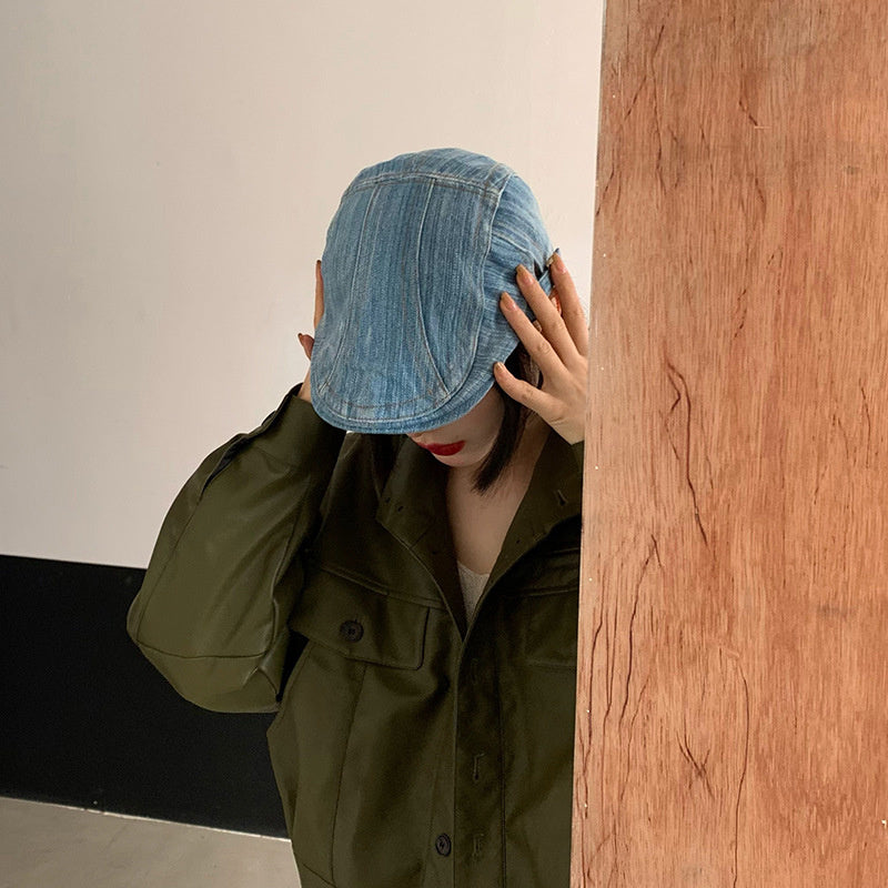 Retro Denim Forward Berets
