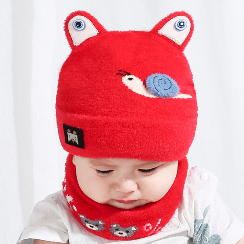 Winter Thickened Cute Snail Warm Ear  Scarf Suit For Baby