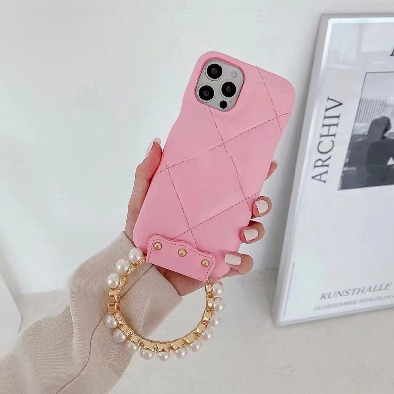 Fashion Pearl Bracelet Leather Phone Case