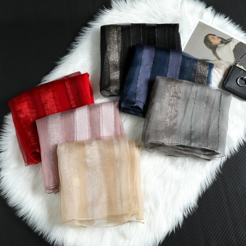 All-match Striped Silk Scarf