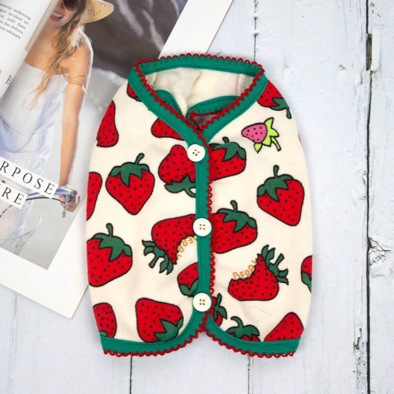 Spring And Autumn Strawberry Vest Pet Dress