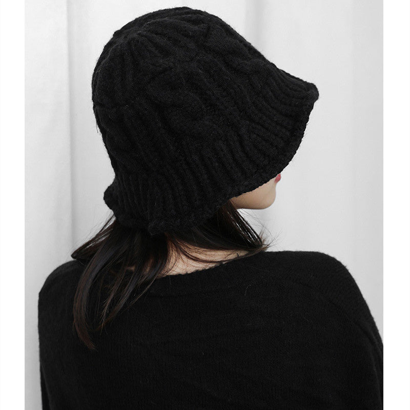Winter small eaves coarse hemp yarn cap increase fisherman basin cap show face small bucket cap