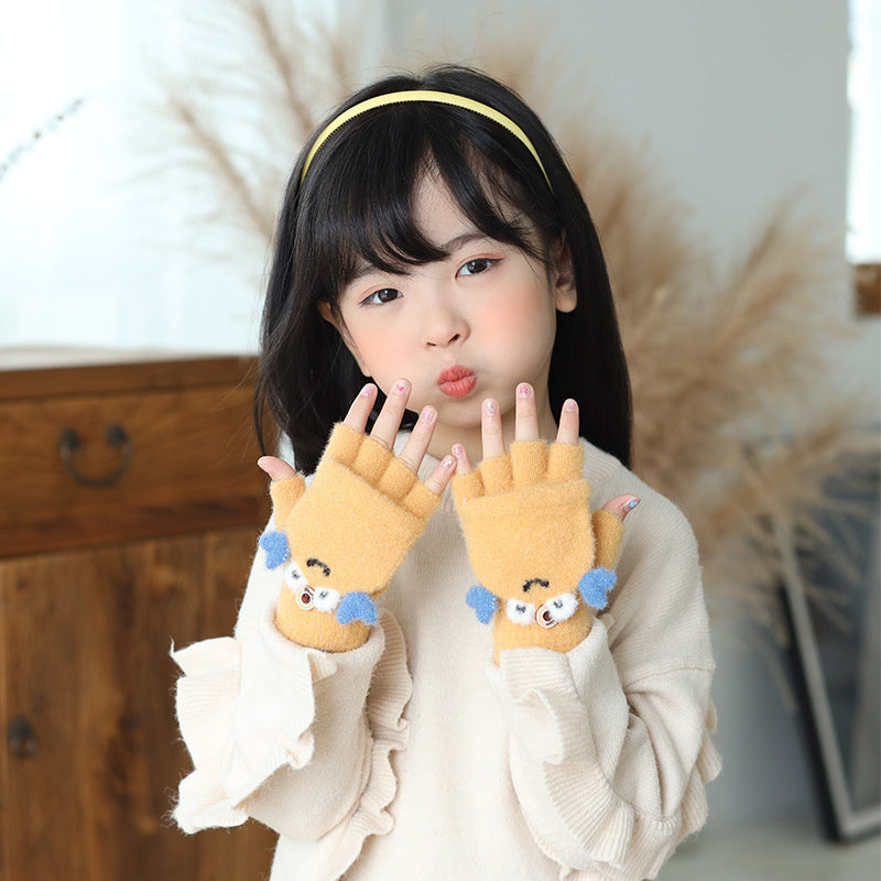 Children's Cold-Resistant Flip Knit Wool Gloves