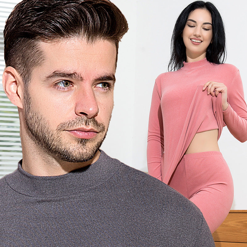 Half High Collar Long Sleeve Thermal Underwear For Couples