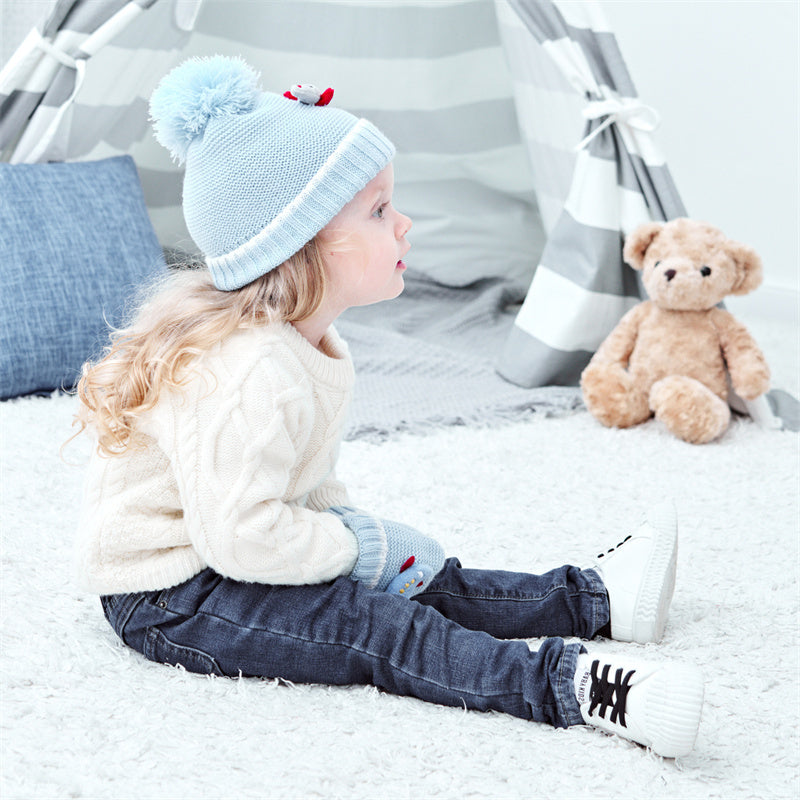 Two Sets Of Children's Knitted Hat And Gloves