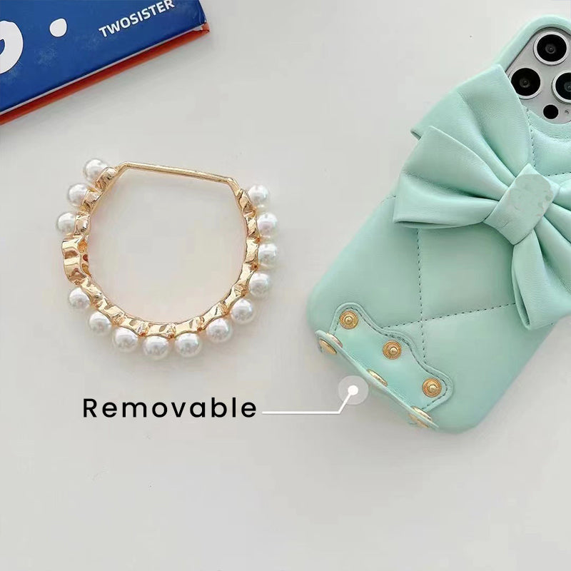 Fashion Pearl Bracelet Leather Phone Case