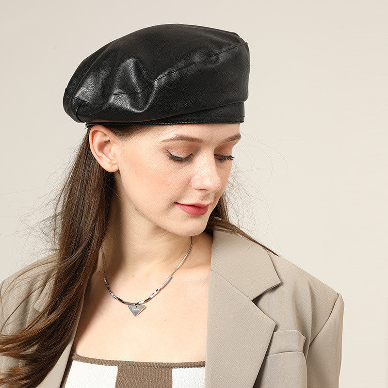 Vintage PU Leather Beret