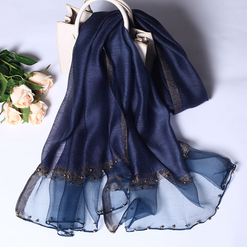Beaded Pure Color Scarf