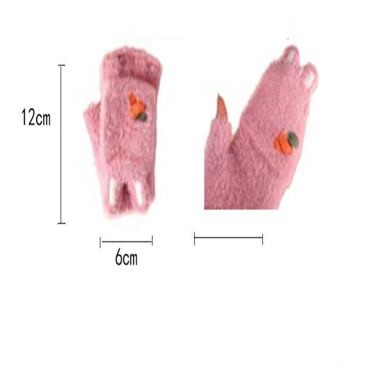 Radish Rabbit Half Finger Clamshell Outdoor Warm Gloves