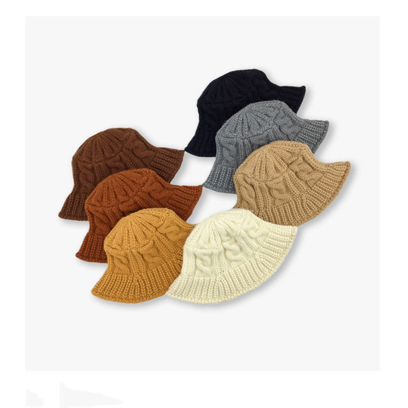 Winter small eaves coarse hemp yarn cap increase fisherman basin cap show face small bucket cap