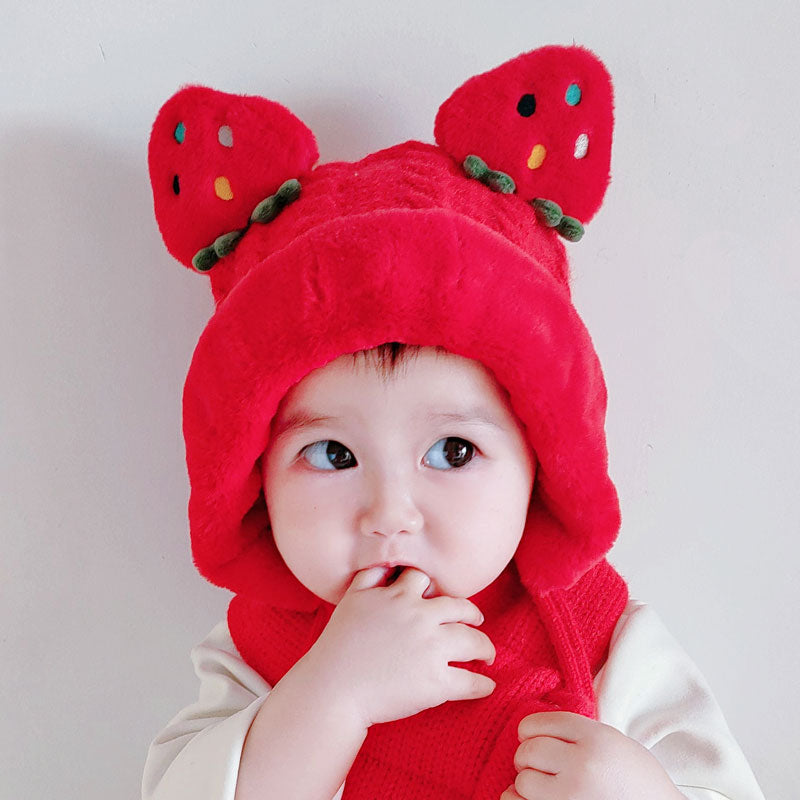 Two-piece Strawberry Ear Scarf