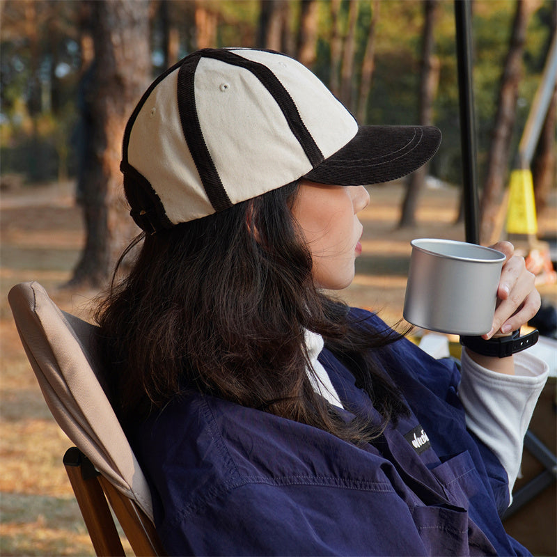 Black And White Spliced Two-tone Flat Cap