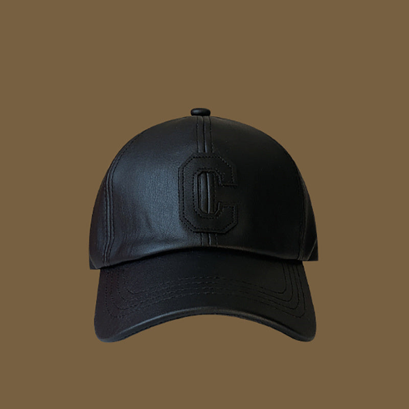 Retro PU Alphabet Baseball Cap