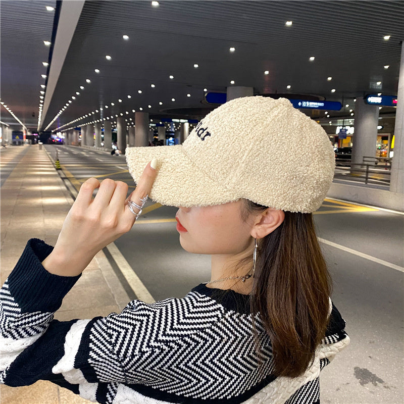 Fashion Adjustable Velcro Lamb Plush Cap