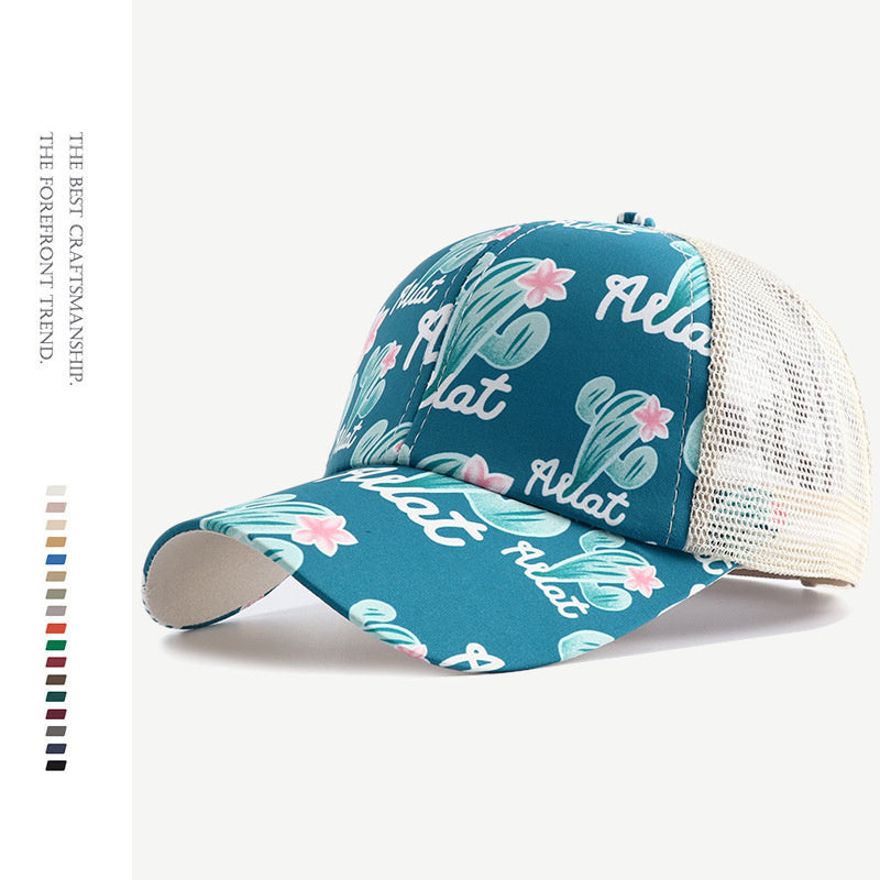 Thin Breathable Sun Protection Print Cap