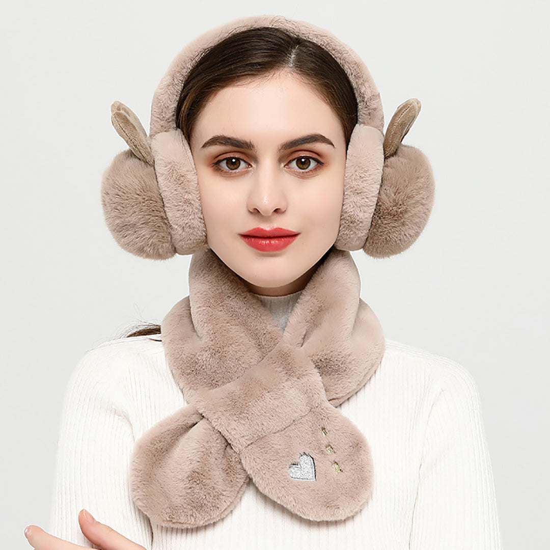 Rabbit Earmuffs & Scarf Two-piece set For Winter