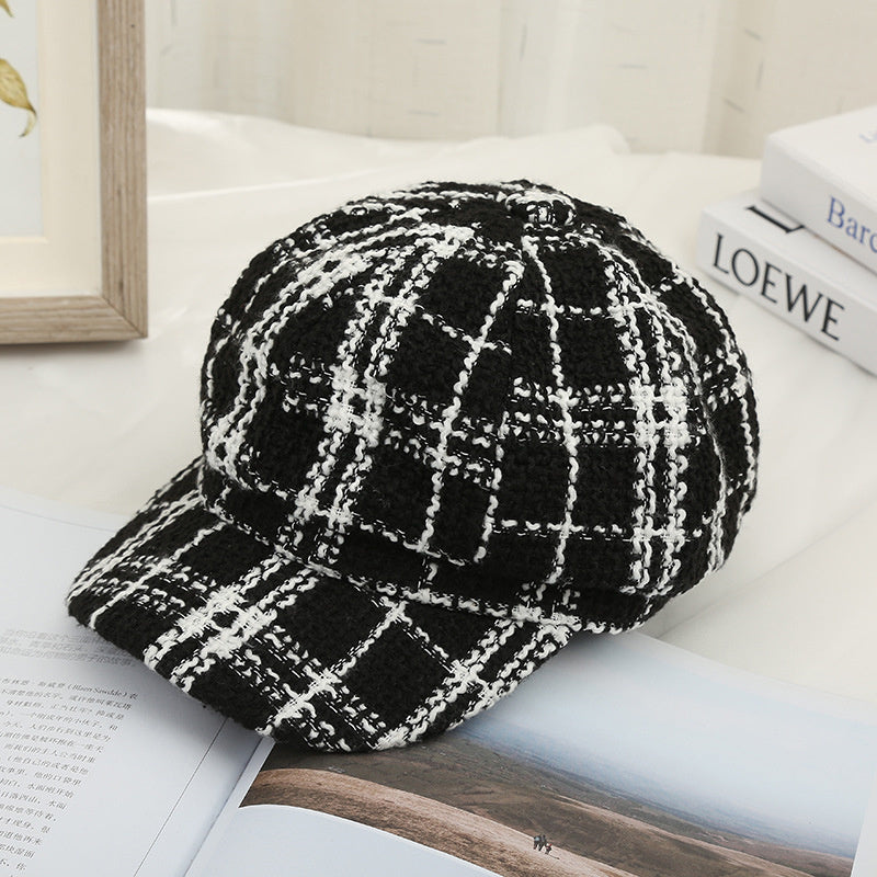Black and White Plaid style Beret