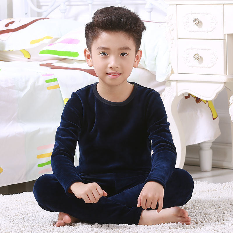 Cute Boy Two-Pieces Long Sleeve Pyjamas Long Gown Suits