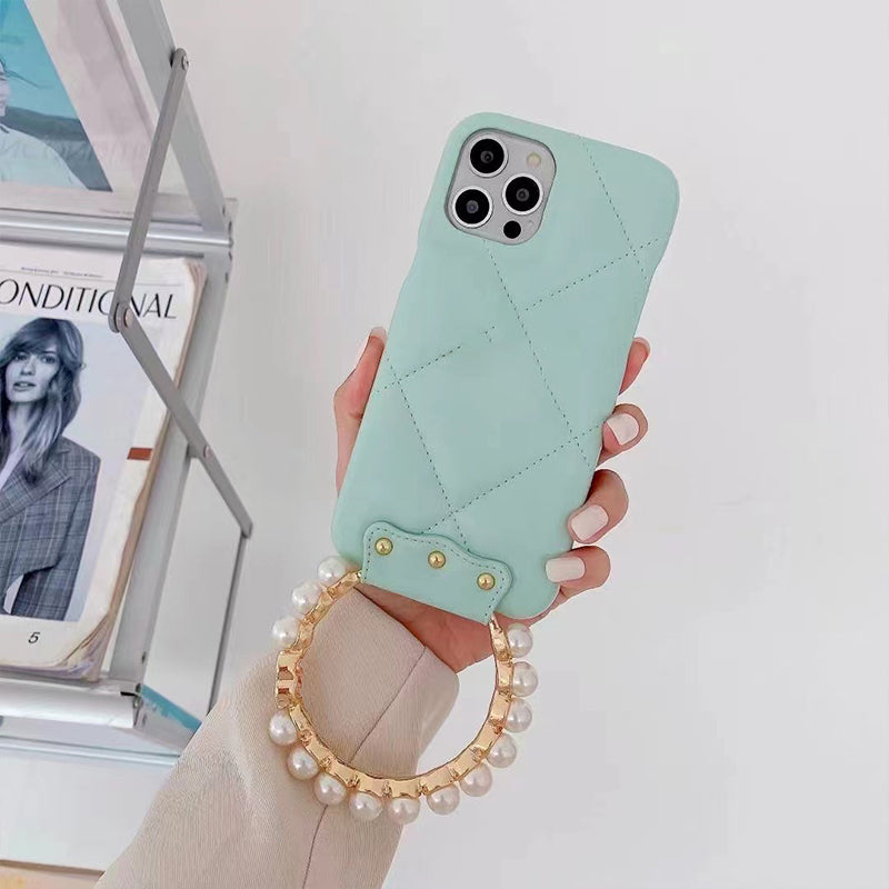 Fashion Pearl Bracelet Leather Phone Case