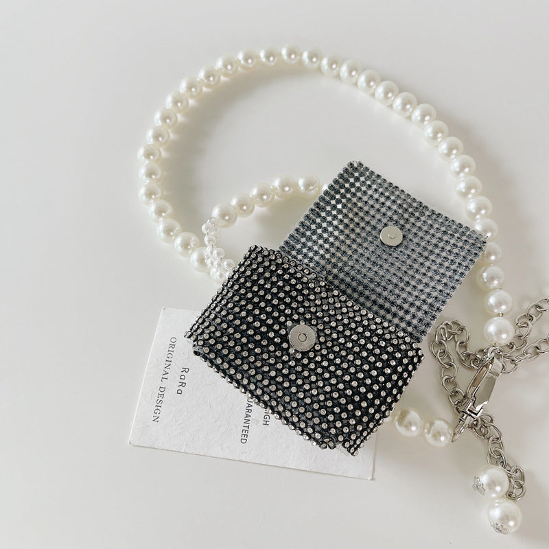 Fashion Rhinestone Removable Chain Mini Belt Bag