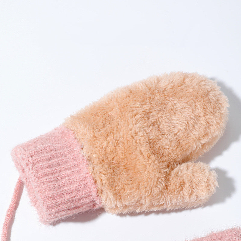 Cute Plush Bunny Mittens For Girls