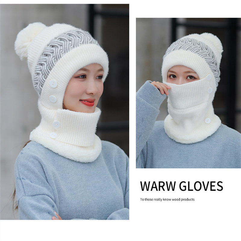 Plus Velvet Bib One-piece Hat
