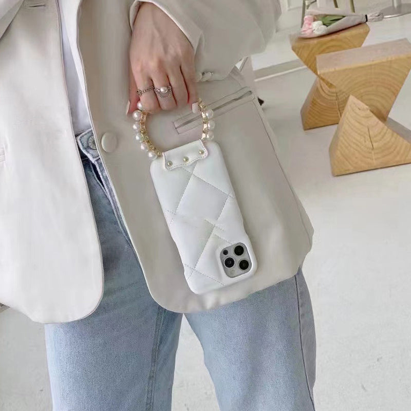 Fashion Pearl Bracelet Leather Phone Case