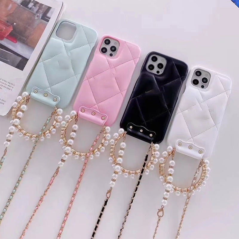 Fashion Pearl Bracelet Leather Phone Case