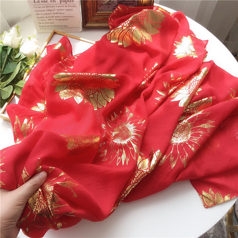 Ethnic Style Floral Print Scarf Shawl Headscarf Wraps For Beach Travel
