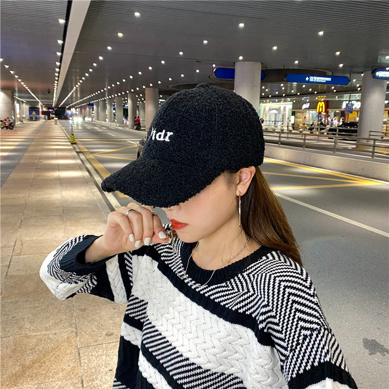 Fashion Adjustable Velcro Lamb Plush Cap