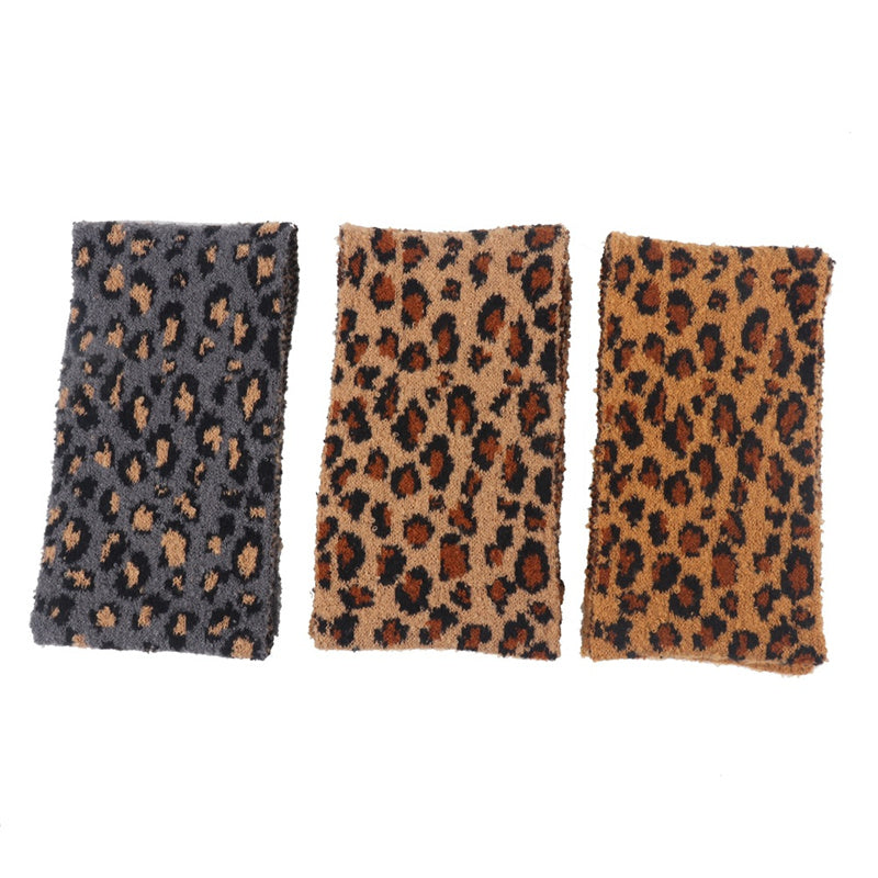 Children's Leopard Print Knitted Hat Scarf Gloves Warm Set