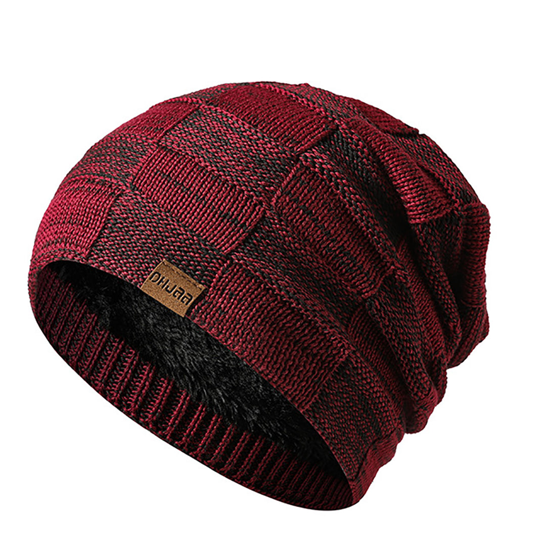 Stylish Men Fluffy Knitted  Hat &  Scarf For Cold Winter