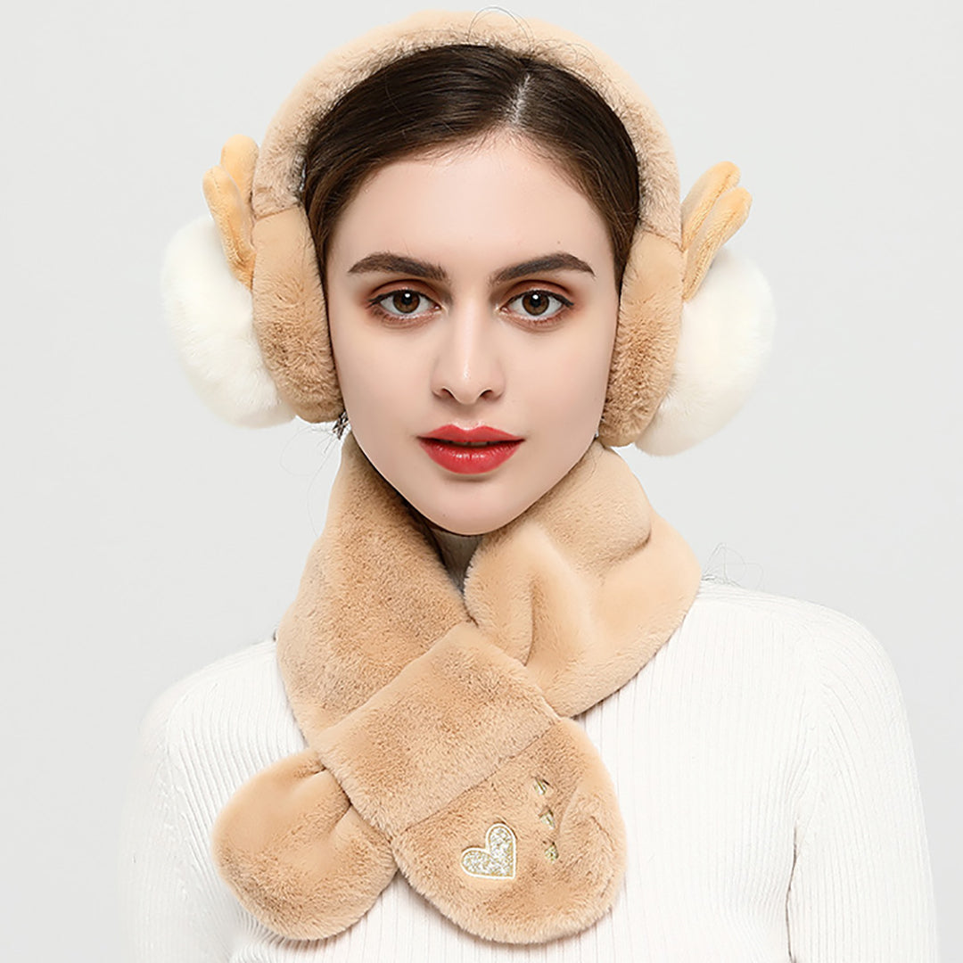 Rabbit Earmuffs & Scarf Two-piece set For Winter