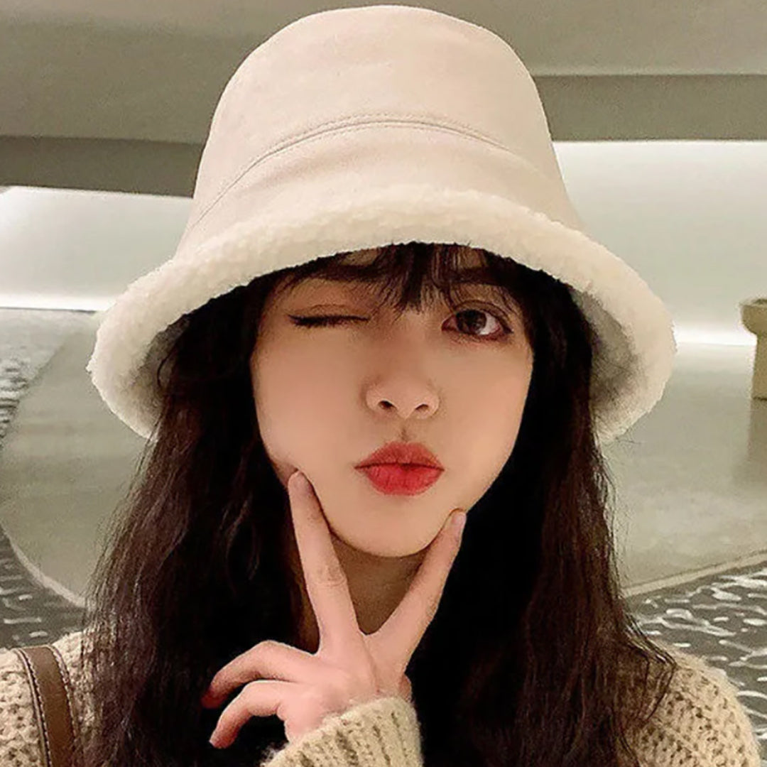 Fashion Double-sided Retro Wool Warm Bucket Hat